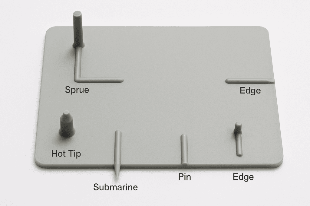 Gate types in injection moulding